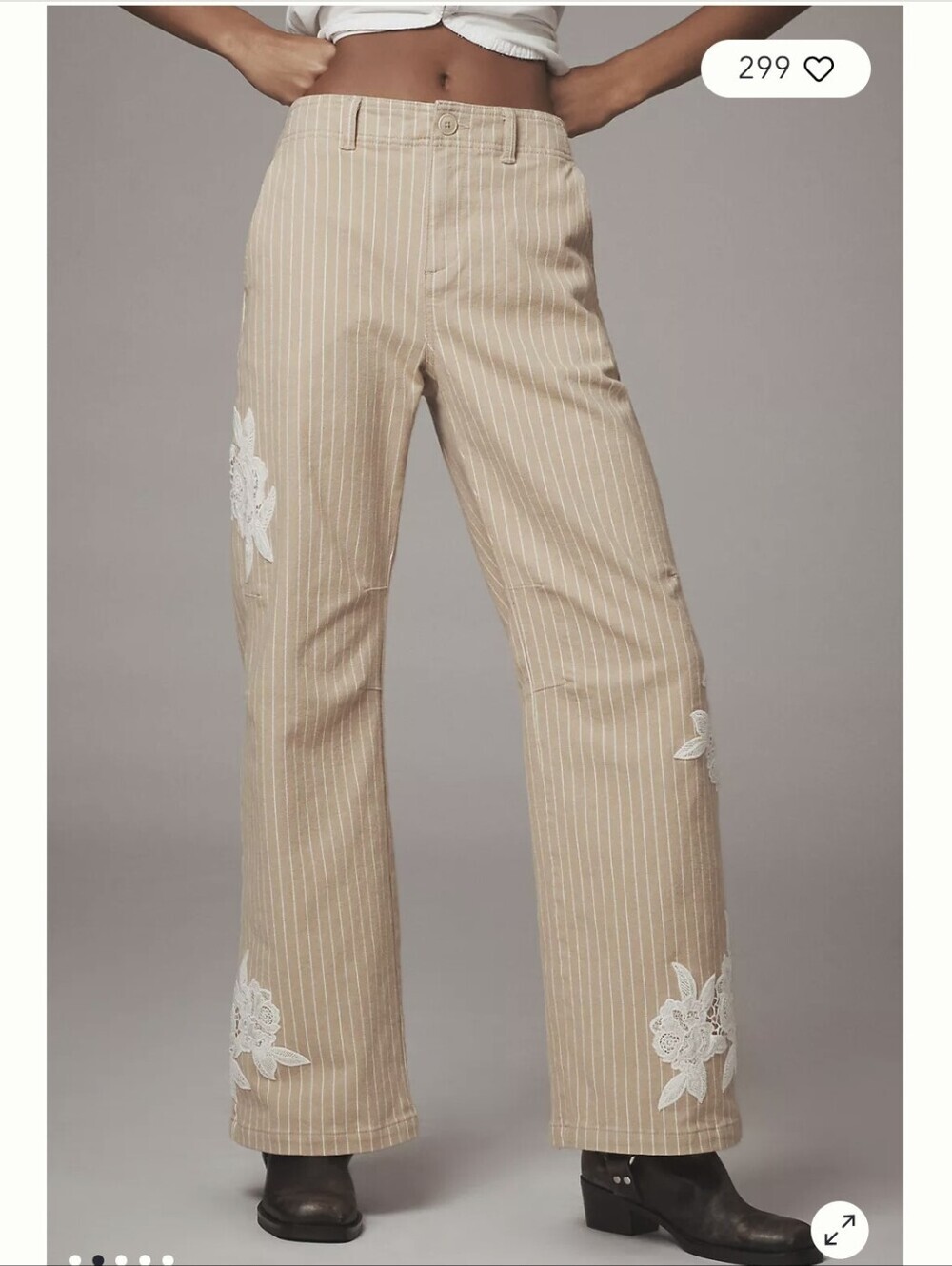 Anthropologie, Railroad Pants, Lace Florwer Detailing, Size 2T